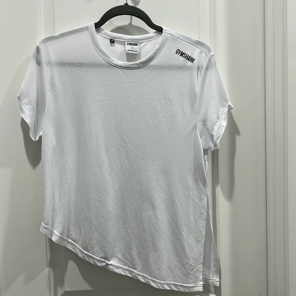 Gymshark White Essential Asymmetrical Side-tie tee Sz S - Picture 1 of 5